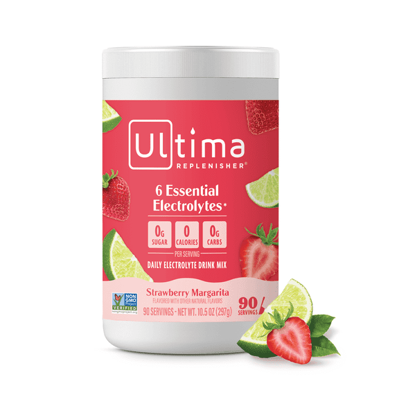Ultima Replenisher Hydration Electrolyte Powder Drink Mix, Sugar-Free Strawberry Margarita Mocktini 90 Servings