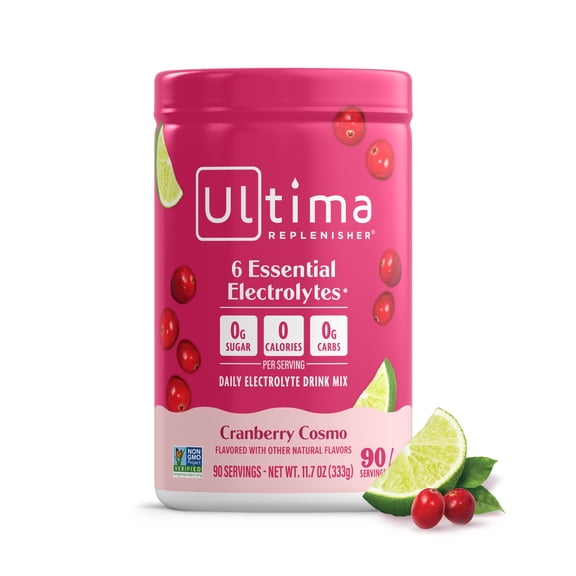 Ultima Replenisher, Electrolyte Drink Mix Powder, Sugar Free Daily Hydration Powder, Cranberry Cosmo, 90 Servings