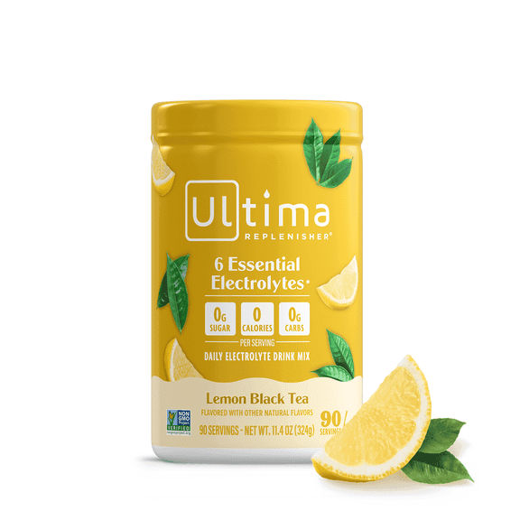 Ultima Replenisher, Electrolyte Drink Mix Powder, Sugar Free Daily Hydration Powder, Lemon Black Tea, 90 Servings