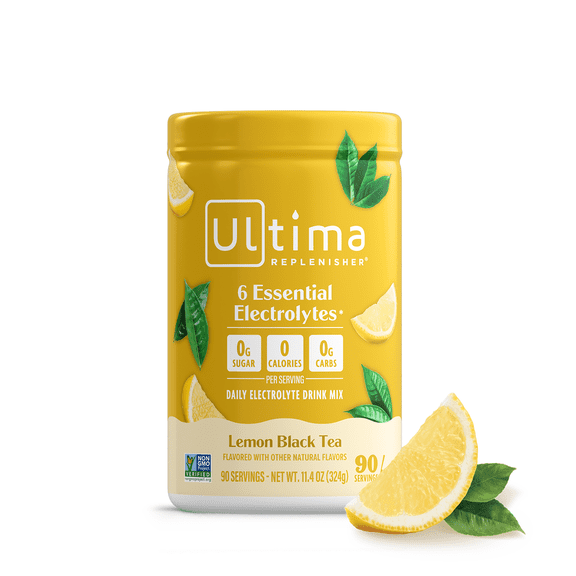 Ultima Replenisher Daily Electrolyte Powder - Lemon Black Tea, 90 Servings - Zero Sugar Hydration Powder with 6 Electrolytes and Minerals - Sugar Free, Plant Based & Keto Friendly Drink Mix