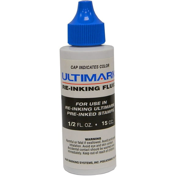 Ultimark Ink to Re-ink Ultimark and Royal Mark Pre-inked Stamps (Blue)