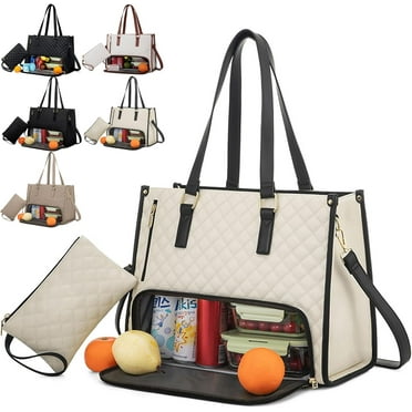 The Ultimate 2 in 1 Tote Bag Lunch Bag Combo, Large Tote Bag with Lunch Compartment for Women, Convertible Laptop Bag Work Bag Handbag for Business, Office
