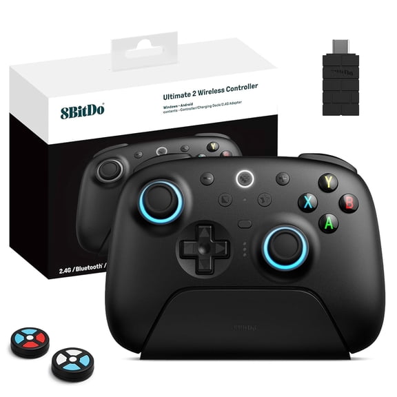 Ultimate 2 Wireless 2.4G Controller (TMR Joystick Update), Star-Ring RGB Lights, Adjustable Trigger Locks, Gamepad with Charging Dock for Windows PC, Android (Black)