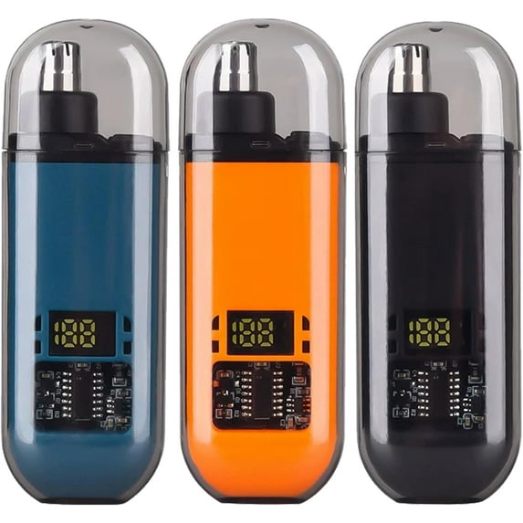 Ultimate 2-in-1 Nose Hair Trimmer with Digital Display, Ipx7 Waterproof, Type-C Fast Charge, Low-Noise & Painless Ear Eyebrow Groomer for Men and Women (3 Pcs)