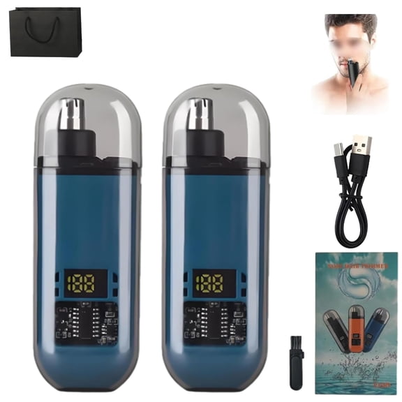Ultimate 2-in-1 Nose Hair Trimmer - for Effortless, All-Day Comfort, Portable Nose Hair Trimmer Rechargeable,Waterproof Nasal Hair Cutter With Digital Display for Men Women(2PCS,D)