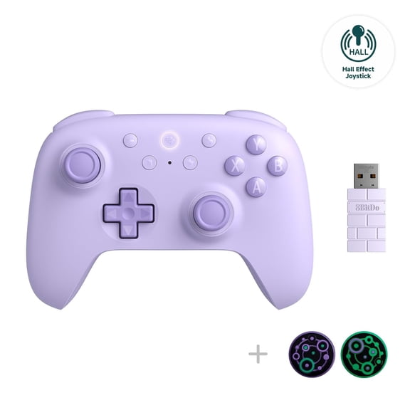 Ultimate 2C Hall Effect Joysticks and Triggers Wireless Controller for Windows PC Android, with Remappable L4/R4 Bumpers, Turbo function & Rumble vibration (Purple)