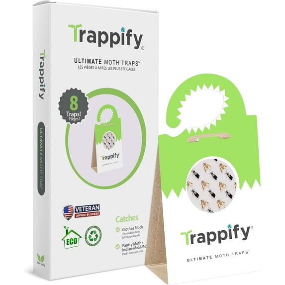 Ultimate Adhesive Moth Traps for Clothes - Monitoring Pantry Moth Traps for Home, Kitchen, Closet, Cabinet, Storage Rooms, Cupboard |Easy Setup (8 Pack)