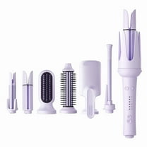 Ultimate All-in-One Hair Styler Kit in Elegant Purple, Interchangeable Ceramic Curling Wand Set with Hot Brush Straightener for Endless Looks,Fast-Heating Technology with  Heat for Home & Travel