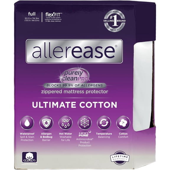 Ultimate Allergy Protection and Comfort Zippered Mattress Protector Full White