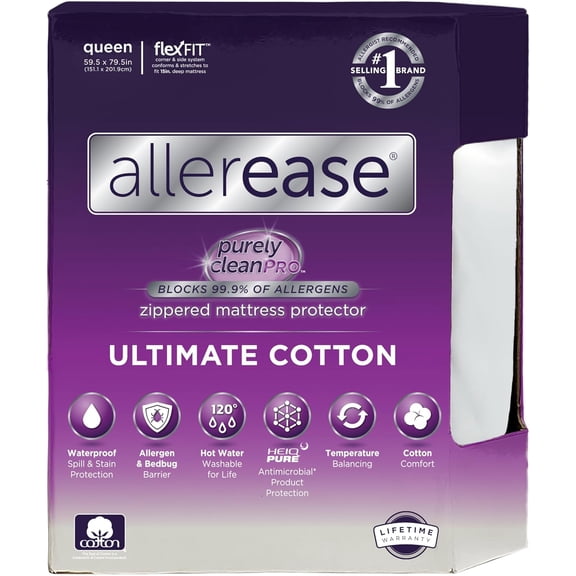 Ultimate Allergy Protection and Comfort Zippered Mattress Protector Queen White