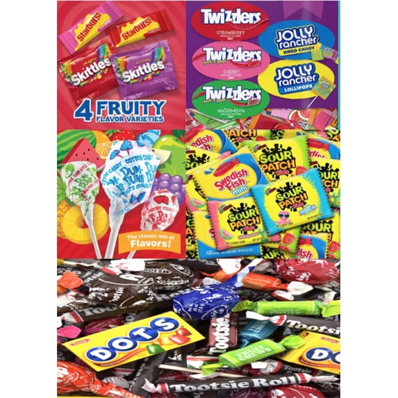 Assorted Bulk Cady Mix - Skittles, Swedish Fish, Sour Patch Kids, Starburst & More!- Idividually Wrapped Cady (32 Ouces)