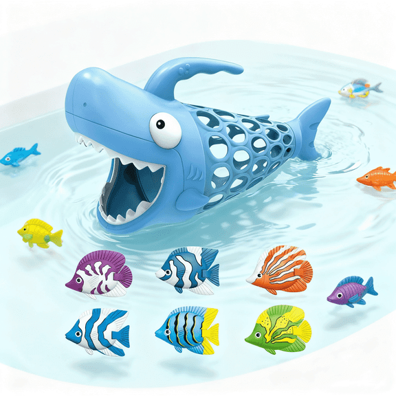 Ultimate Bath Time Fun: 6-In-1 Shark Fishing Game For Pool & Bathtub | Exciting Toy For Boys & Girls 6+ With 1 Big Shark & 6 Colorful Fish
