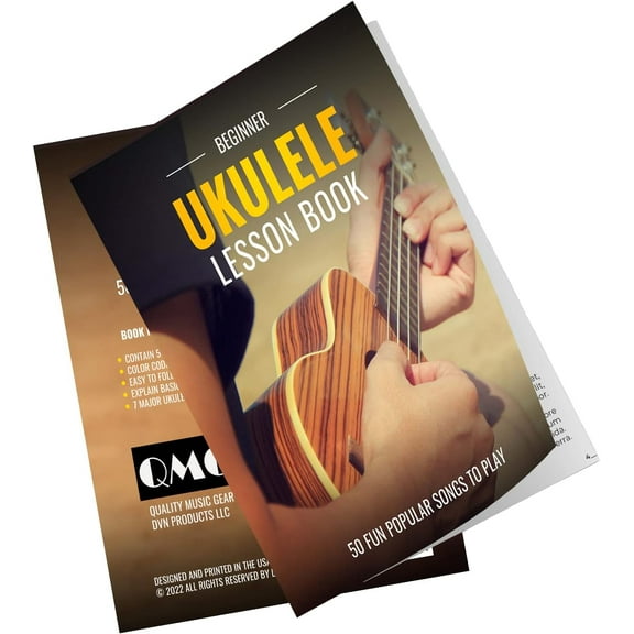 QMG Ukulele Lesson Book, 50 Songs, Color Notes & Easy Instructions.