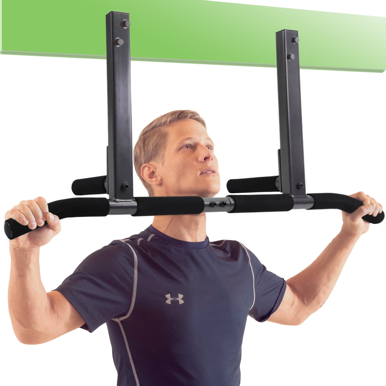 Black Steel Joist Mount Pull Up Bar with Multiple Grip Positions