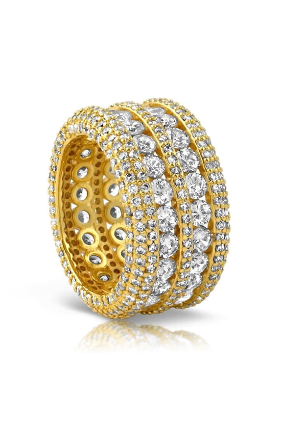 Ultimate Boss Bling Bling CZ Eternity Mens Ring in Gold
