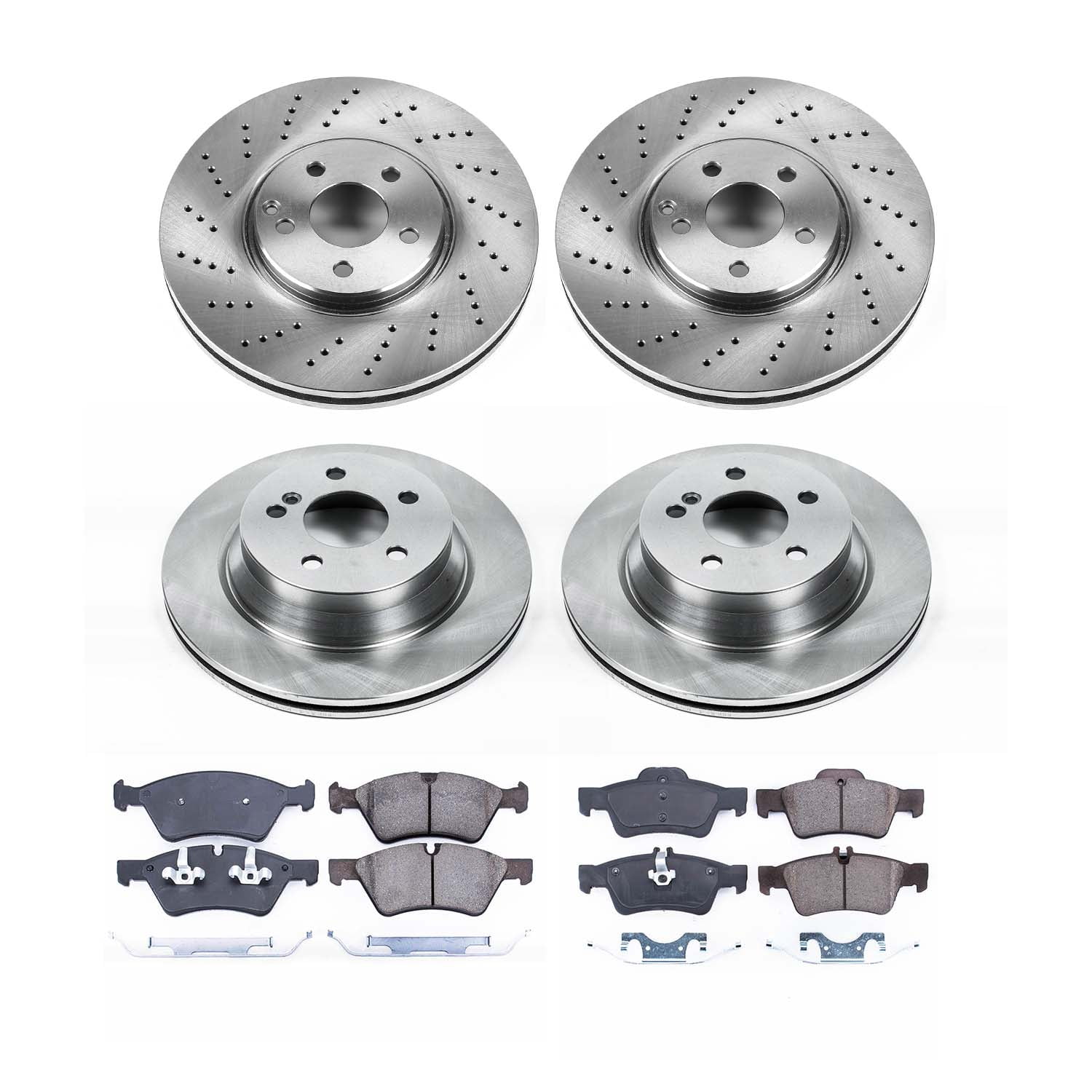 Ultimate Brakes Front and Rear Ceramic Brake Pad and Rotor Kit with Hardware WM81110