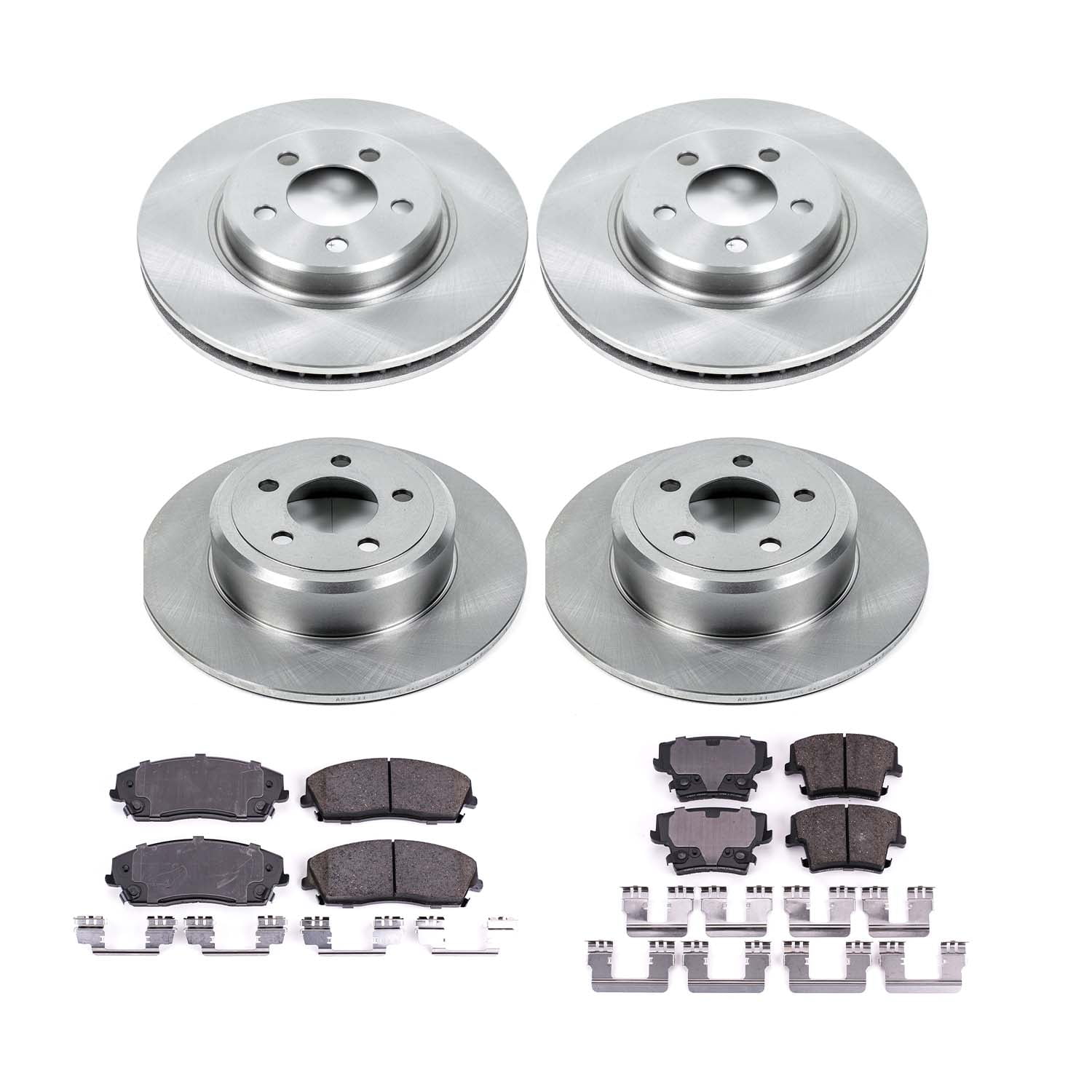 Ultimate Brakes Front and Rear Semi-Metallic Brake Pad and Rotor Kit with Hardware WM81175
