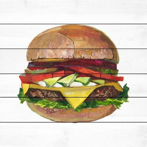 "Ultimate Burger" Painting Print on White Wood