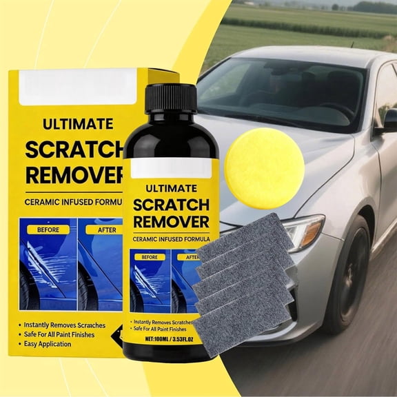 Ultimate Car Plastic Deep Scratch Remover Repair Paste Polishing Kit, Multi Surface Scratch Polish Compound with Buffing Cloths & Applicator Sponge for Vehicle Paint Plastic Restoration