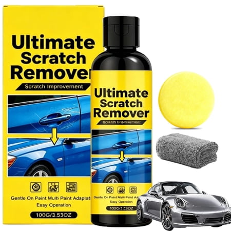 Ultimate Car Scratch Remover Kit, 100g Fast Acting Auto Paint Swirl and Scuff Repair Compound, Professional Polish and Mirror Gloss Restorer with Applicator Sponge
