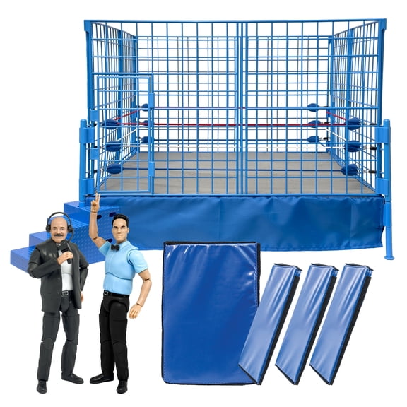 Ultimate Classic Wrestling Ring & Steel Cage Bundle with Figures & Mats