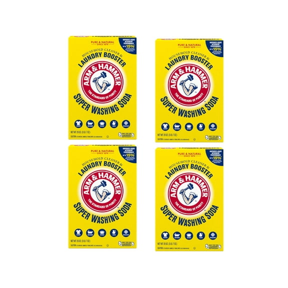 Arm & Hammer Super Washing Soda Detergent Booster - 55 Oz (4 Pack) - Unleash the Sparkling Clean!