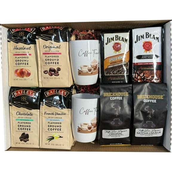Ultimate Coffee Gift Box  Brickhouse Kafe-Lua, Baileys, Jim Beam, Mugs Included