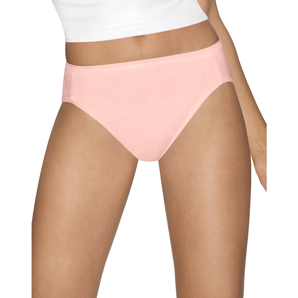 Hanes Ultimate® Comfort Cotton Women's Hi-Cut Panties 5-Pack Nude Dot White  7 