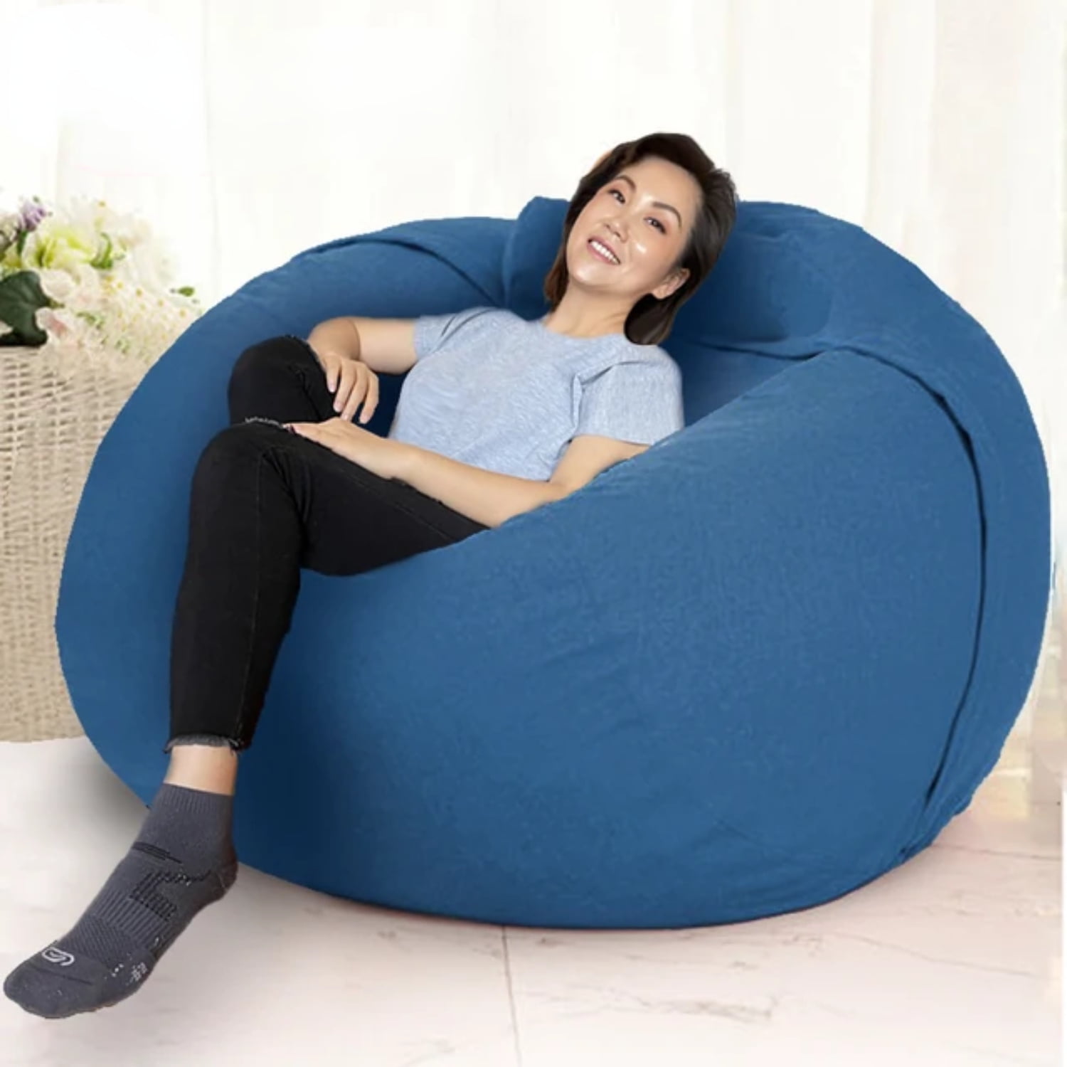 Ultimate Comfort Soft and Snug Oversized Giant Bean Bag Cover in Cozy Cotton Linen Ideal for Beanbag Chair Chaise Lounge Recliner Couch Sac or Sofa