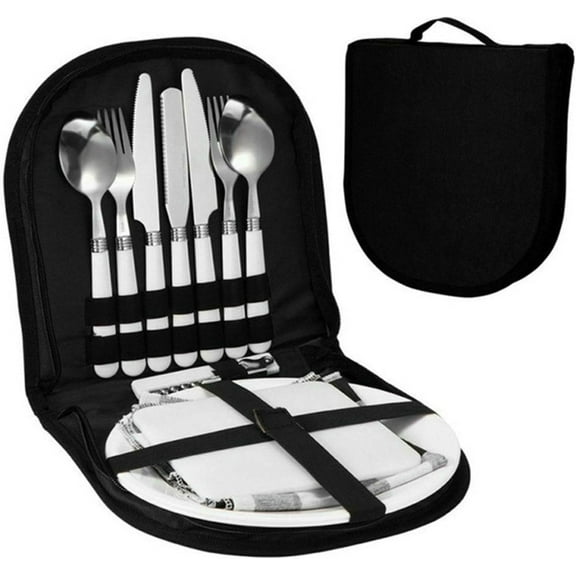 Your Ultimate Companion For Outdoor Feasts: Elegant Luxurious Picnic Plates And Utensils Set, Complete With Stainless Steel Flatware, Conveniently Stored In A Reusable Durable