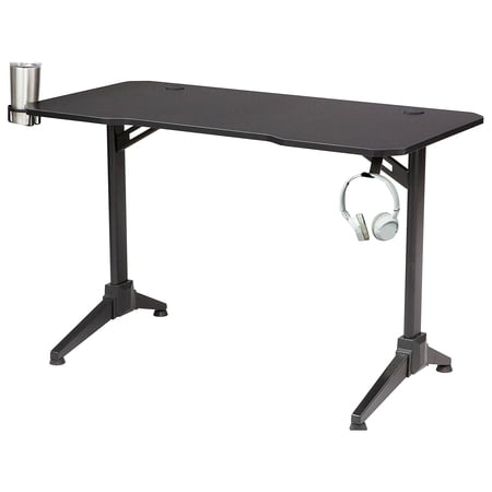 Ultimate Computer Gaming Desk Black Metal Legs Under Desk LED, Adult, 47.2" High