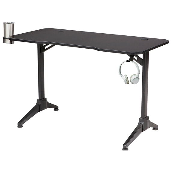 Ultimate Computer Gaming Desk Black Metal Legs Under Desk LED, Adult, 47.2" High