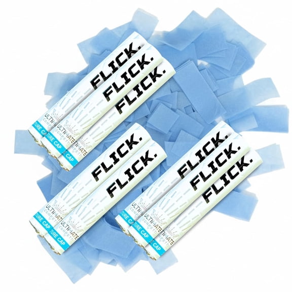 Ultimate Confetti - 8 Pack Baby Blue Confetti Wands - Handheld 6" Biodegradable Tissue Paper Confetti Flick Flutter Sticks For Wedding, Birthday, Parties & Live Events - 1 Handful, 0.5 oz Each Stick