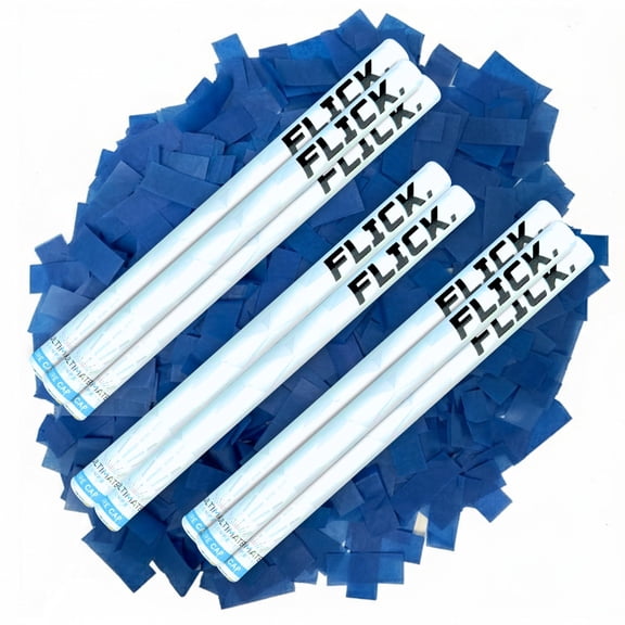Ultimate Confetti - 8 Pack Dark Blue Confetti Wands - Handheld 14" Biodegradable Tissue Paper Confetti Flick Flutter Sticks For Wedding, Birthday, Parties & Live Events - 2 Handfuls, 1.5oz Each Stick