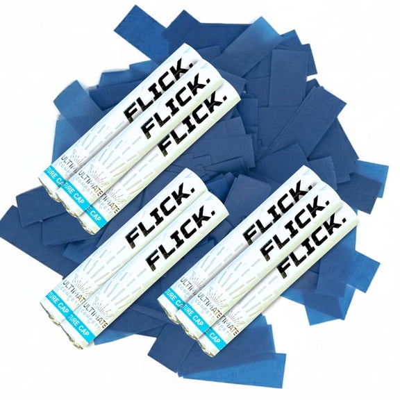 Ultimate Confetti - 8 Pack Dark Blue Confetti Wands - Handheld 6" Biodegradable Tissue Paper Confetti Flick Flutter Sticks For Wedding, Birthday, Parties & Live Events - 1 Handful, 0.5 oz Each Stick