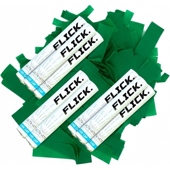 Ultimate Confetti - 8 Pack Dark Green Confetti Wands - Handheld 6" Biodegradable Tissue Paper Confetti Flick Flutter Sticks For Wedding, Birthday, Parties & Live Events - 1 Handful, 0.5 oz Each Stick