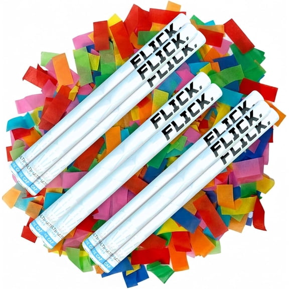 Ultimate Confetti - 8 Pack Multicolor Confetti Wands - Handheld 14" Biodegradable Tissue Paper Confetti Flick Sticks For Wedding, Birthday, Parties & Live Events - 2 Handfuls, 1.5 oz Each Stick
