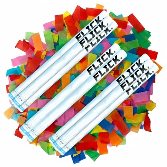 Ultimate Confetti - 8 Pack Multicolor Confetti Wands - Handheld 14" Biodegradable Tissue Paper Confetti Flick Sticks For Wedding, Birthday, Parties & Live Events - 2 Handfuls, 1.5 oz Each Stick