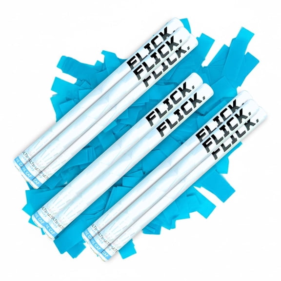 Ultimate Confetti 8-Pack Turquoise Confetti Wands, 14" Handheld Biodegradable Tissue Paper Confetti Flick Flutter Sticks, 2 Handfuls, 1.5 oz Each Stick, for Weddings, Birthdays, Parties, Live Events,