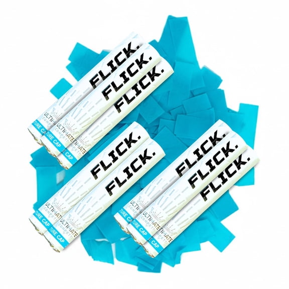 Ultimate Confetti - 8 Pack Turquoise Confetti Wands - Handheld 6" Biodegradable Tissue Paper Confetti Flick Flutter Sticks For Wedding, Birthday, Parties & Live Events - 1 Handful, 0.5 oz Each Stick