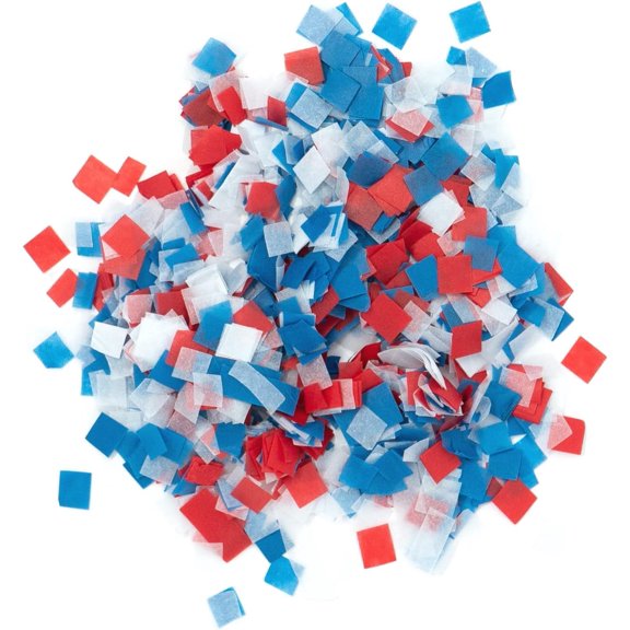 Ultimate Confetti, Red, Blue & White Biodegradable Confetti Squares - Flame-Resistant and Slow-Falling Tissue Paper Confetti for Cannon and Launcher use  Best for Celebrations - 1 lb, 16 oz