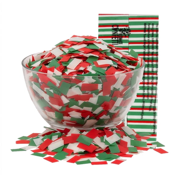 Ultimate Confetti - Red, White & Green Biodegradable Confetti - Rectangular Flame-Resistant and Slow-Falling Tissue Paper Confetti for Cannon and Launcher Use – Best for Celebrations - 1 lb, 16 oz