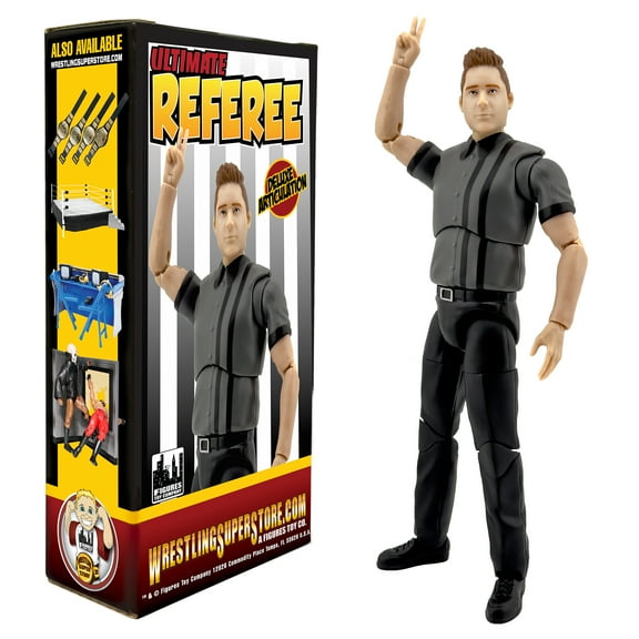 Ultimate Dark Gray Referee With Deluxe Articulation for WWE & AEW Wrestling Action Figures