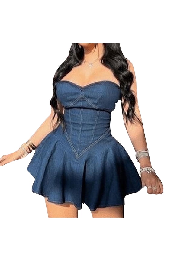 Women's Lucy Denim Corset Mini Dress, Medium
