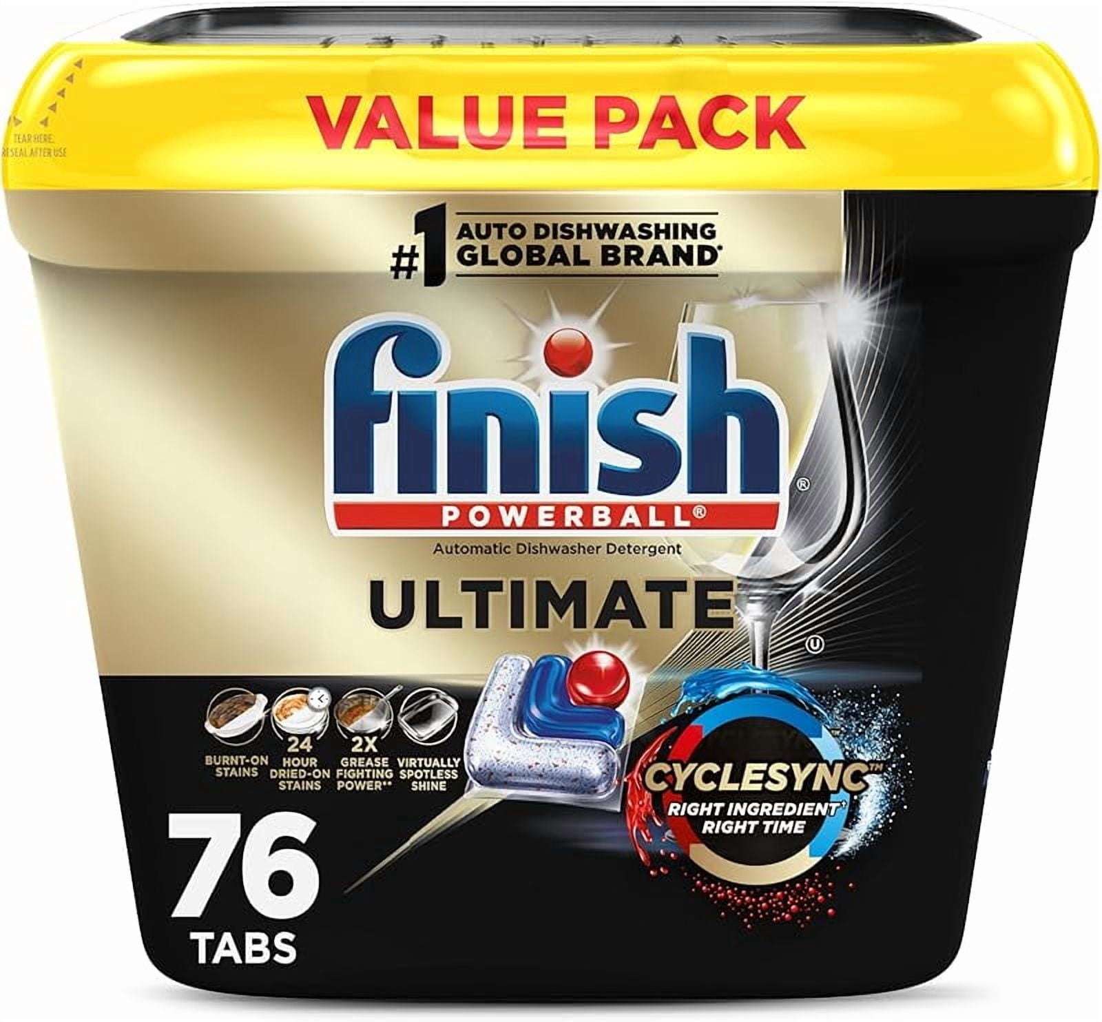 Ultimate Dishwasher Pods, No Pre-Rinse Dishwasher Detergent Soap Removes Burnt-On Stain, with CycleSync Technology, Degreasing & Scrubbing Power, 76 Count