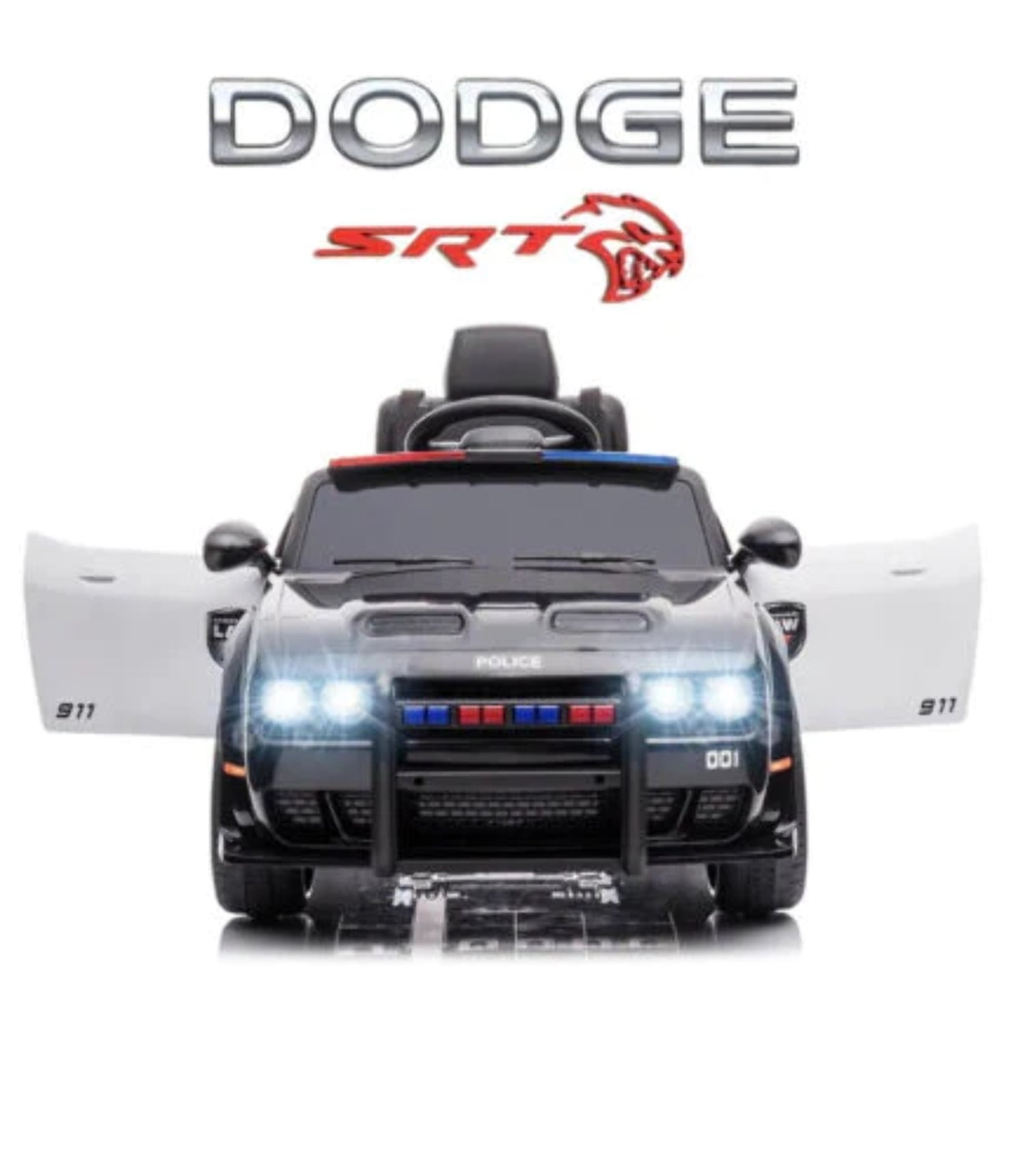 Ultimate Dodge Challenger SRT Hellcat Police Car 12V Kids RideOn Toy