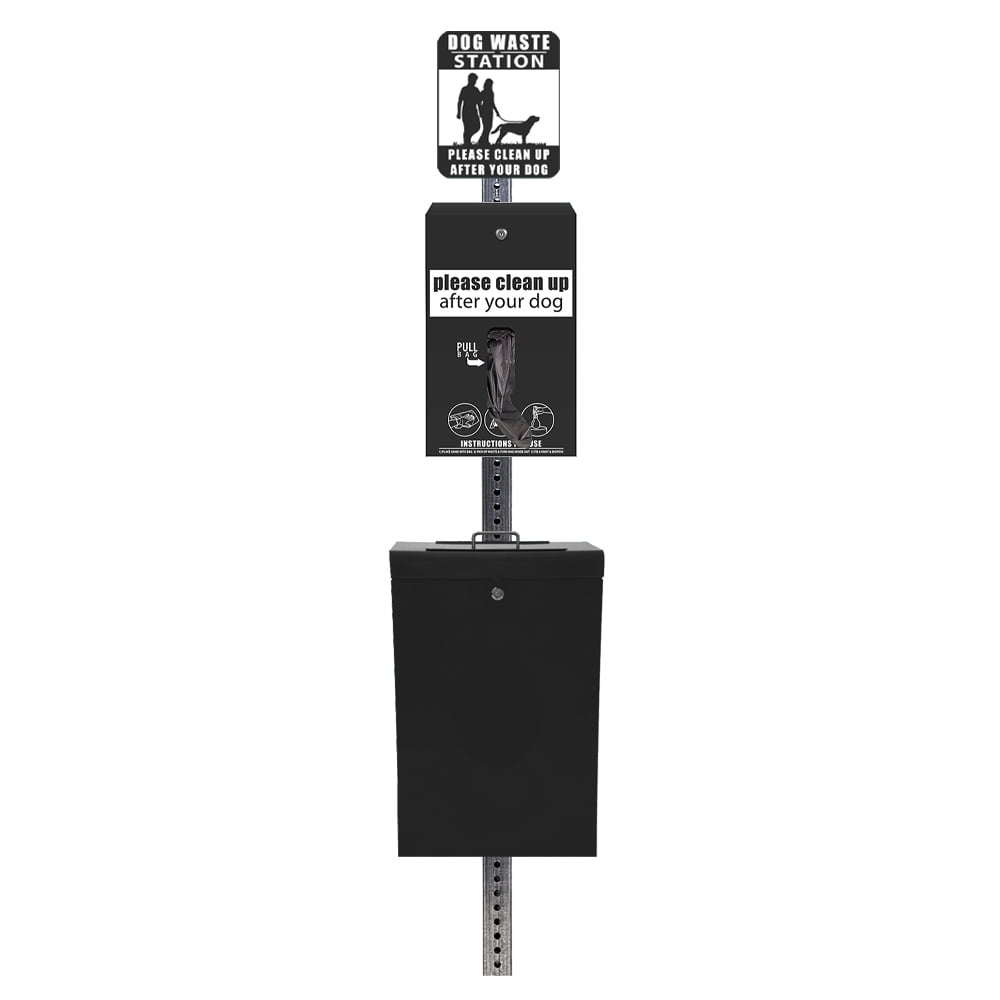 Ultimate™ Dog Waste Station / EZ_Tie Hanging Bag System (Matte Black)