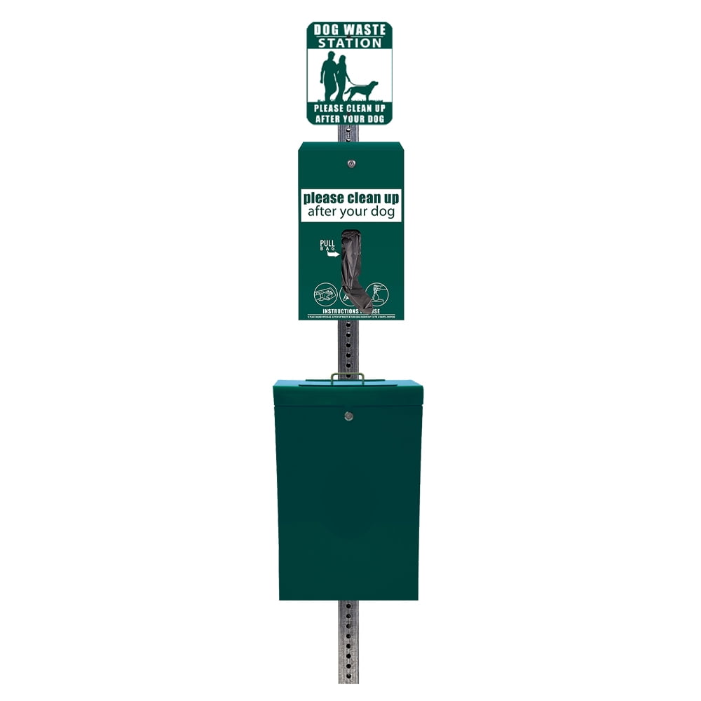 Ultimate™ Dog Waste Station / EZ_Tie Hanging Bag System (Matte Green)