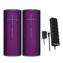 Ultimate Ears BOOM 3 Wireless Bluetooth Speaker Pair (Purple) and 7-Port USB Hub
