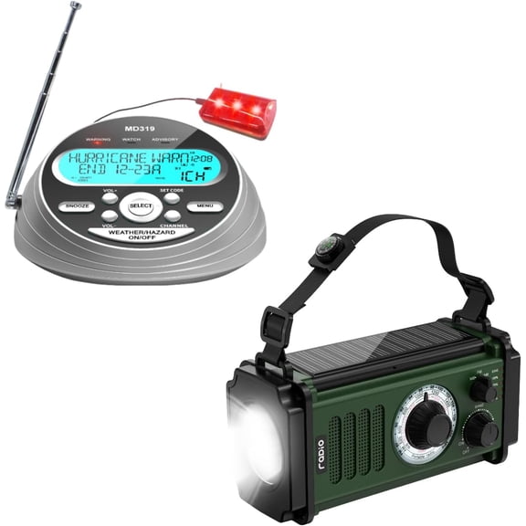 Ultimate Emergency Radio Combo - NOAA Weather Alert with S.A.M.E. and Battery Backup & 10000mAh 4 Power Methods